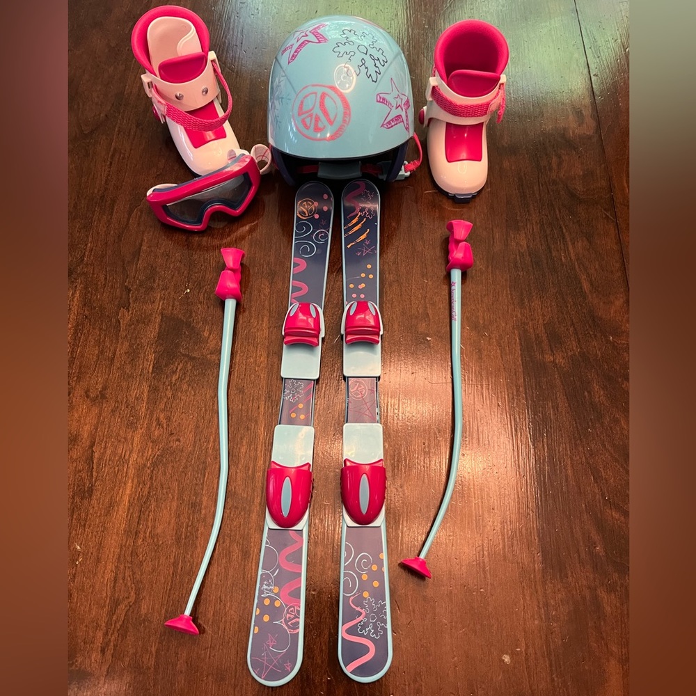 American Girl Ski and Helmet set